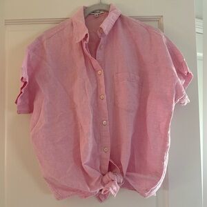 Madewell Pink Button-Up Linen Shirt